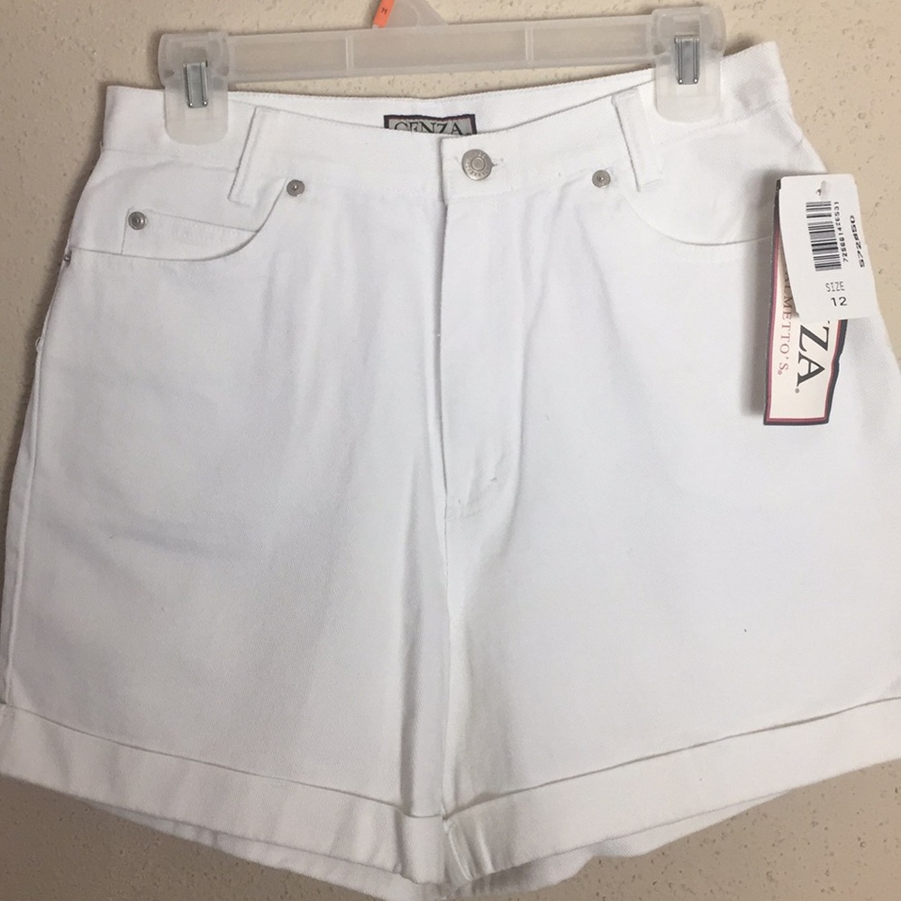 NWT Cenza By Palmetto White Cotton Cuffed Shorts